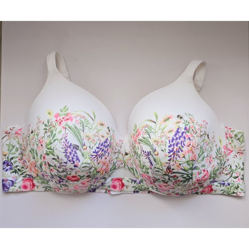 Cacique Lightly Lined Molded Full Coverage Figure Floral Underwire Bra 52DD